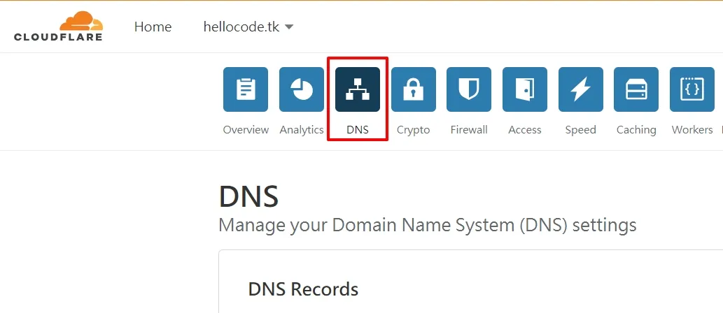到你的 DNS 服務商做 DNS 設定,這邊用 CloudFlare 來做示範