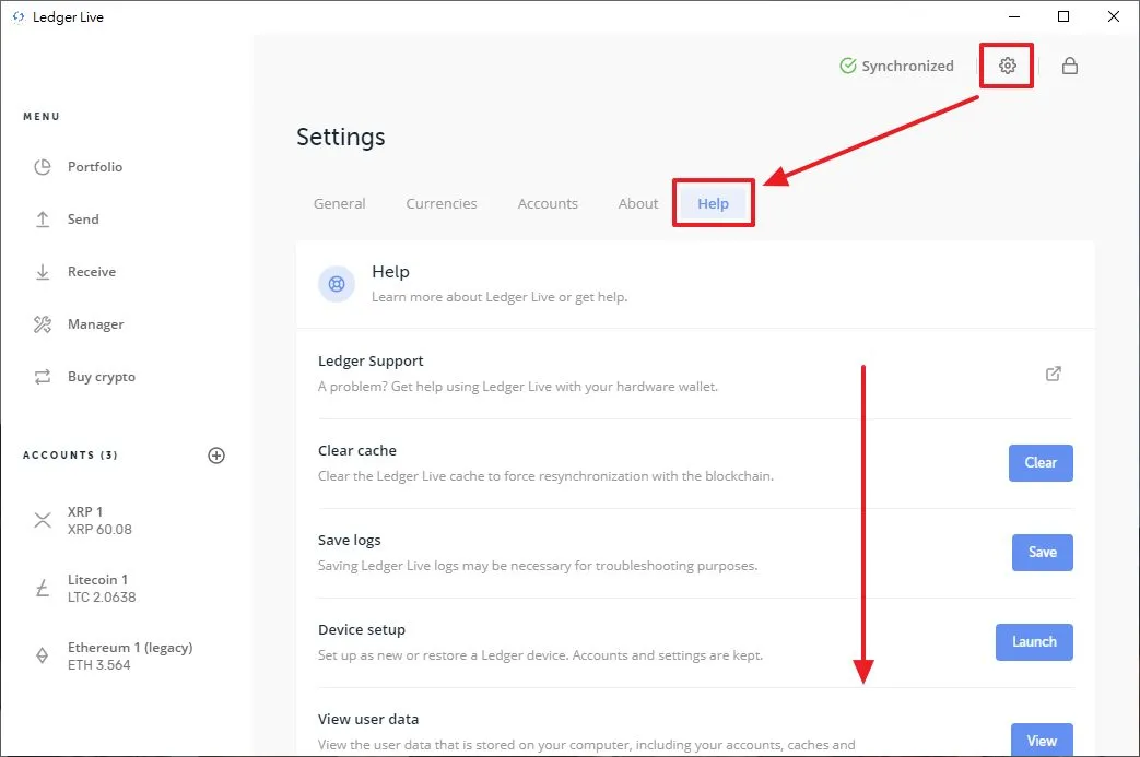 1、開啟 Ledger Live,到 Settings > Help > Repair your Ledger device