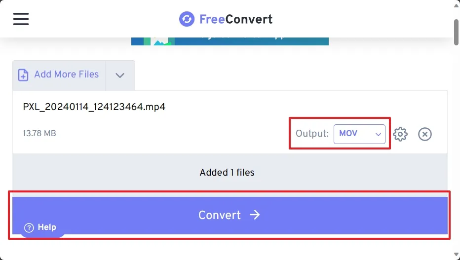 選擇要輸出的檔案格式,後選擇 Convert